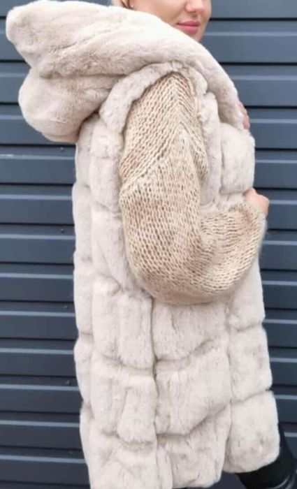 Kamizelka beżowa futerko