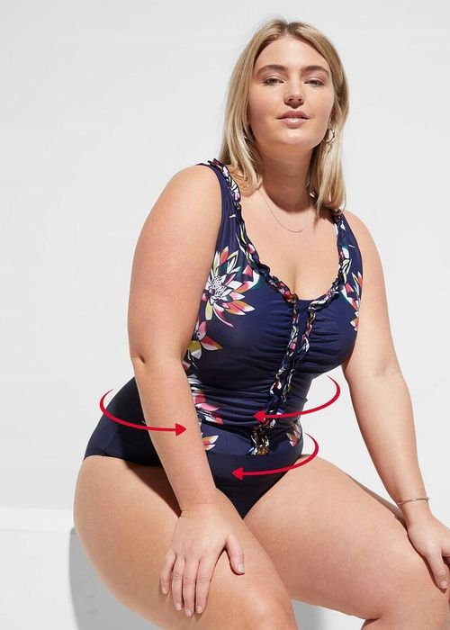 B.P.C kostium kąpielowy granatowy w kwiaty r.38