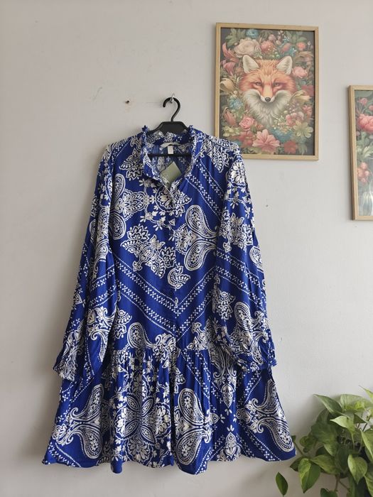 Sukienka wiskoza bawełniana wzór orientalny paisley curve plus size f