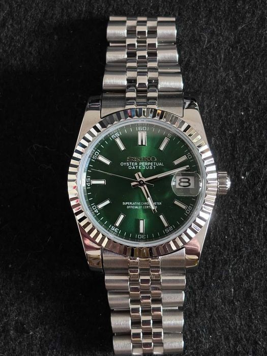 Seiko Mod Datejust NH35 Automático – 36mm – Safira – Verde Jubilee