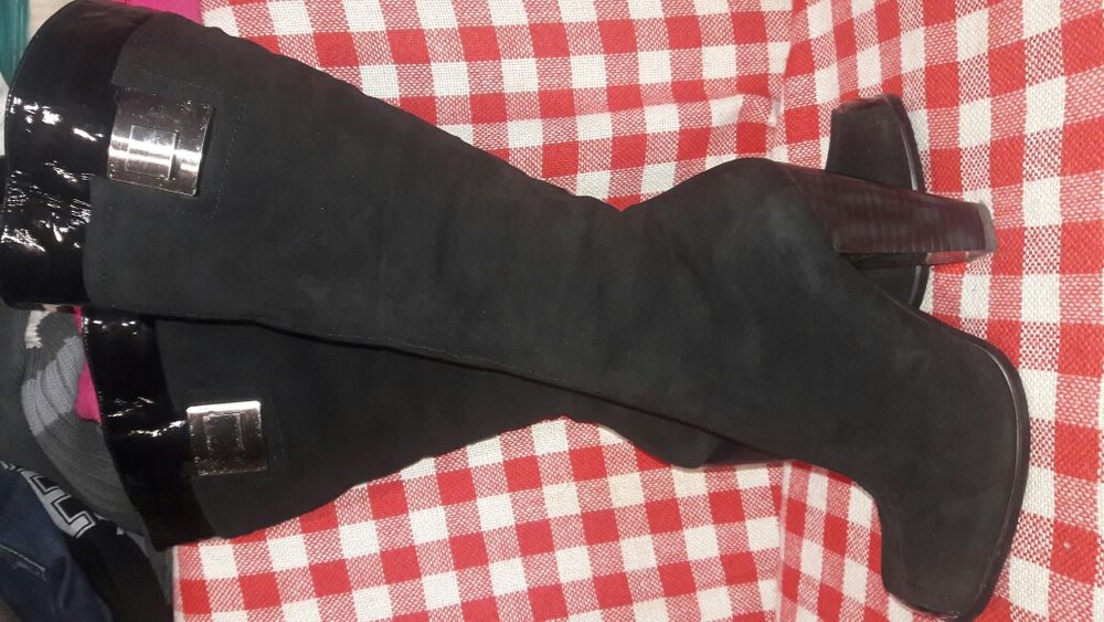 Сапоги,сапожки,каблук,модельные,зима,замша,натуральне,кожа