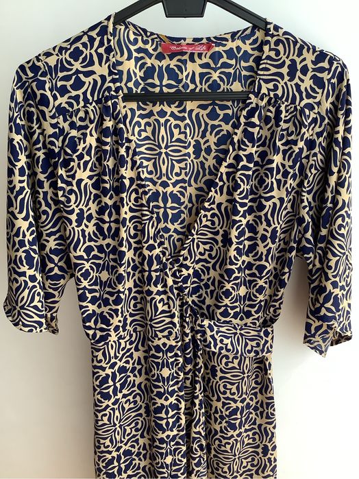 Vestido traçado azul / beje novo