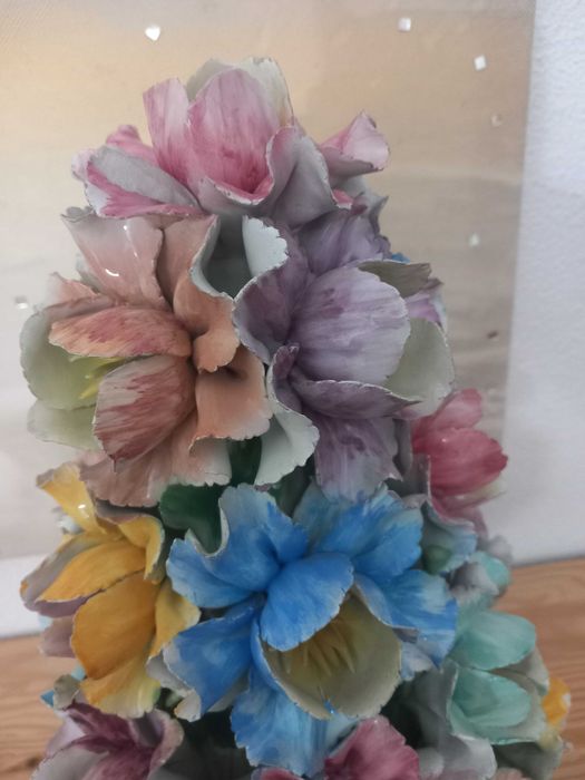 Centro de Mesa "Bouquet" de Flores em Cerâmica pintada à mao - Cerâmica italiana