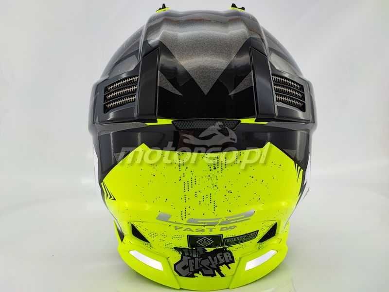 WYPRZEDAŻ Kask LS2 MX437 Fast Evo CRUSHER H-V Yellow Enduro/Cross /ATV