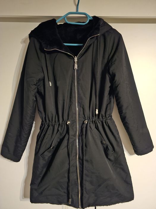Dwustronna kurtka parka futerko płaszczyk
