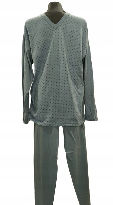 Bawełniana Piżama Męska Długi Rękaw Niebieska L