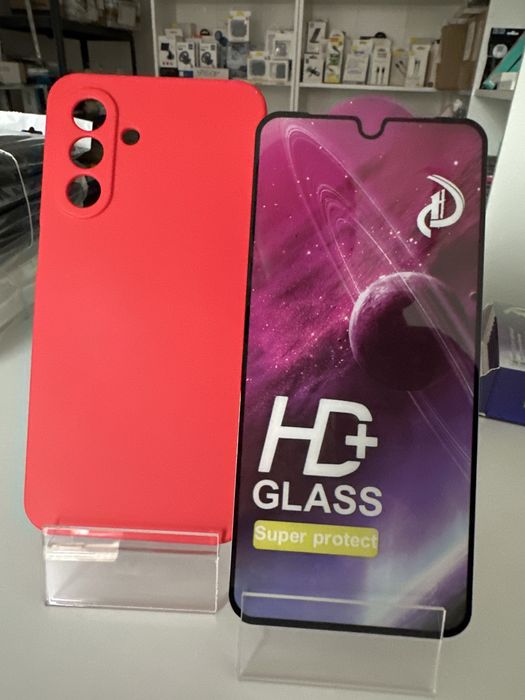 Szkło hartowane i etui czerwone silikonowe do SAMSUNG A26 5G