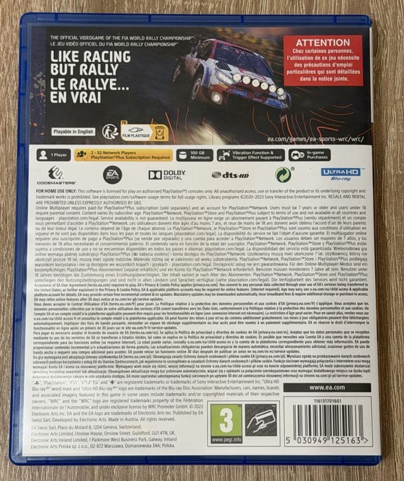 EA Sports WRC ps5 (wysyłka InPost)