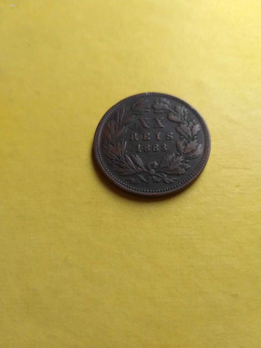 Moeda 20 Reis bronze (XX RÉIS) 1883 Rei D. Luis I