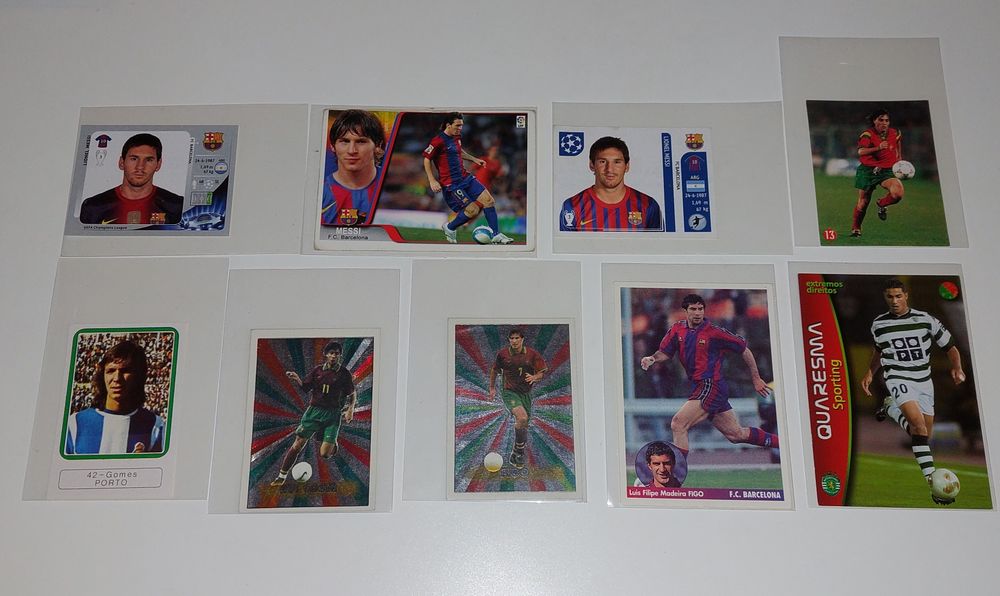 Cromos de Futebol: Ronaldo, Eusébio, Messi, Figo, Maradona e outros