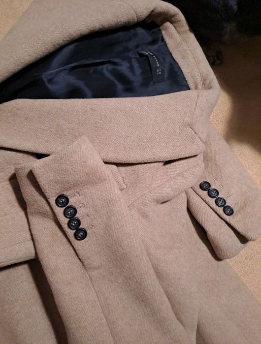 Zara xs wełna płaszcz