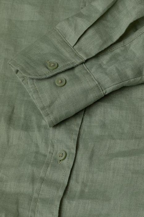 Льняная оверсайз рубашка h&m 100% лен, хаки, s