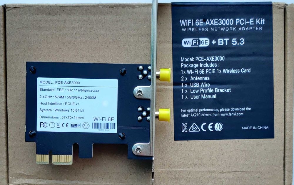 Сетевая карта трехдиапазонная Fenvi Intel AX210