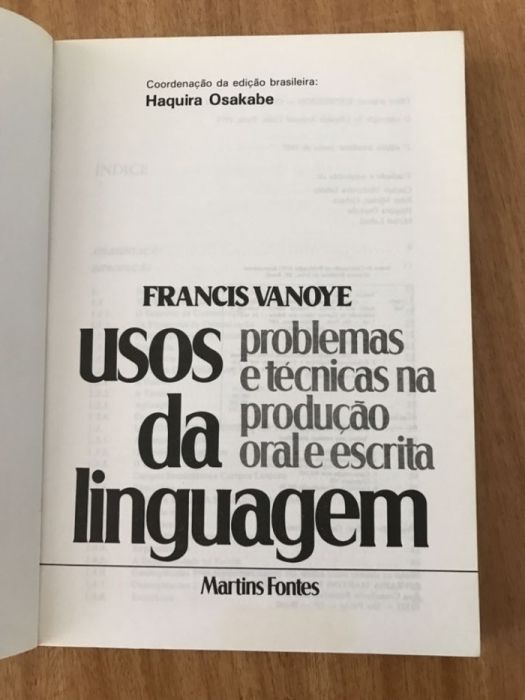 Livro Usos da Linguagem de Francis Vanoye e Martins Fontes