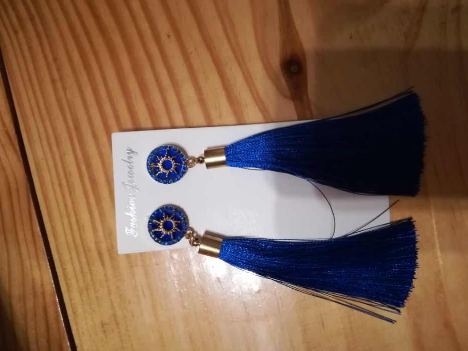 Kolczyki niebieski cha rowy długie