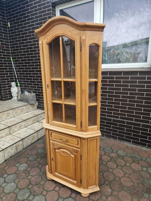 Zestaw 3 witryn komody Biblioteka narożna dębowa przeszklona 3szt DĄB komplet