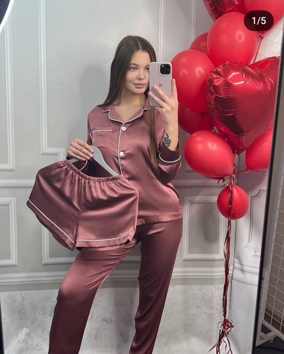 Жіноча піжама, Шовкова піжама , піжама на подарунок, Домашній костюм т