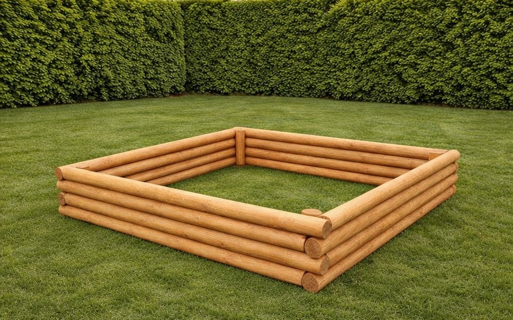 Piaskownica z bali toczonych. Masywna, różne wymiary