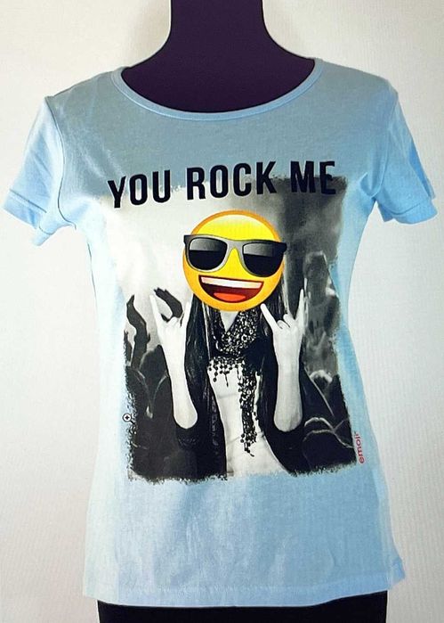 T-shirt niebieska z nadrukiem 100% Bawełna R 36/38