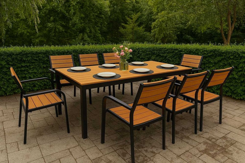 ZESTAW Ogrodowy z Nierozkładanym Stołem Polywood 90x200x74 cm Krzesła