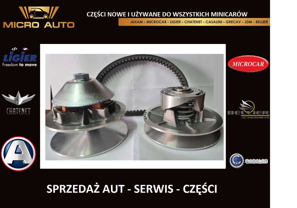 Zestaw sprzęgło wariator pas napędowy Aixam 400 500 A721 A741 630