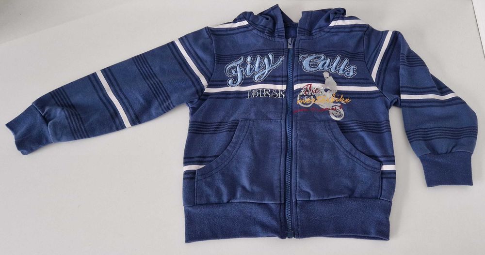 Bluza z kapturem zapinana MOTOCYKL CROSS sportowa 116 110 paski FOTO