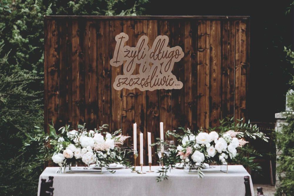 Napis 3D I Żyli Długo i Szczęśliwie Na Wesele Ściankę Boho Neon Led