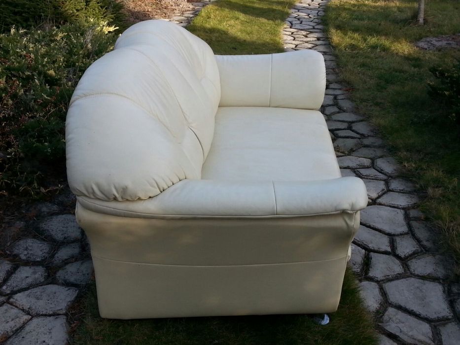Wypoczynek skóra naturalna 3os., 2os., 1os., ecru [Kanapa sofa fotel]