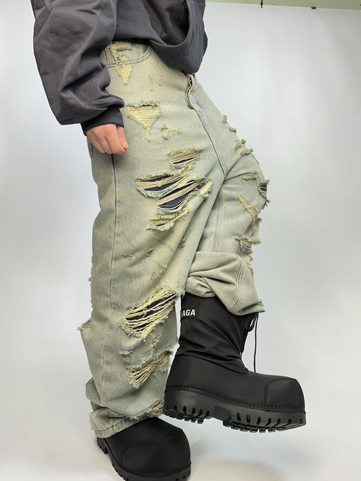 archive コーティングデニム opium archive コーティングデニム opium Opium Spliced Denim Pants