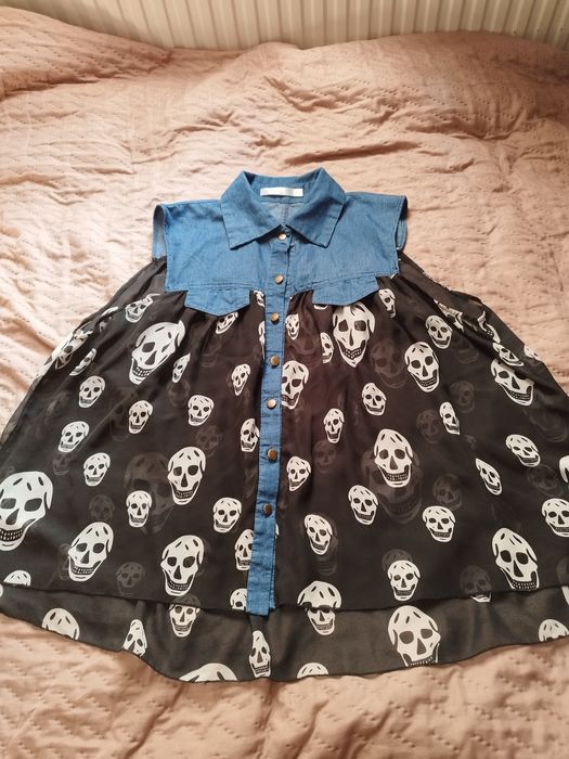 Bluzka, koszula jeans w czaszki XL