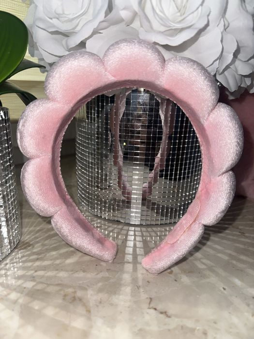 Opaska na włosy głowe róż różowa pink