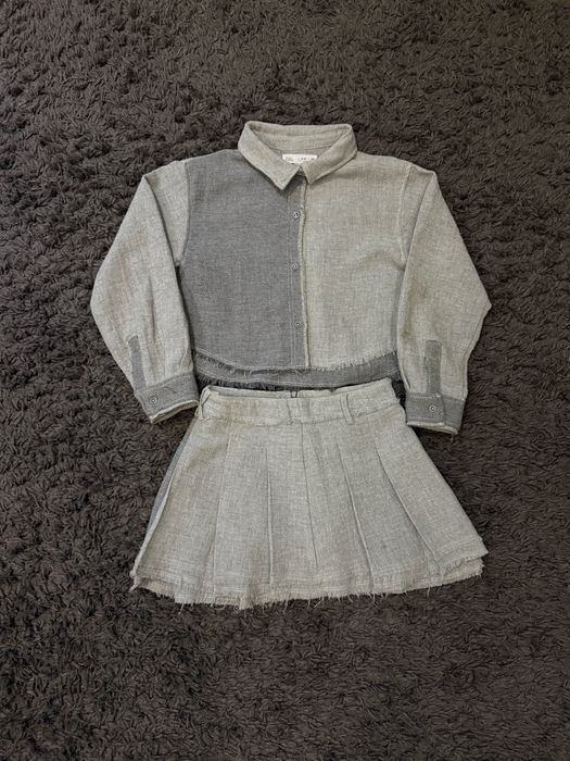 Ляний костюм спідниця сорочка піджак Zara на 9,10 140
