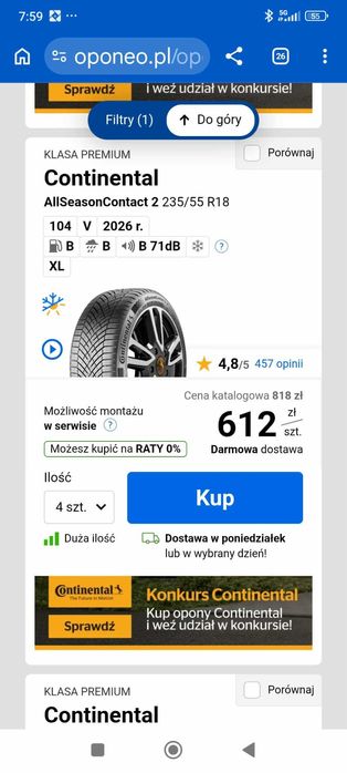 Opony letnie Continental