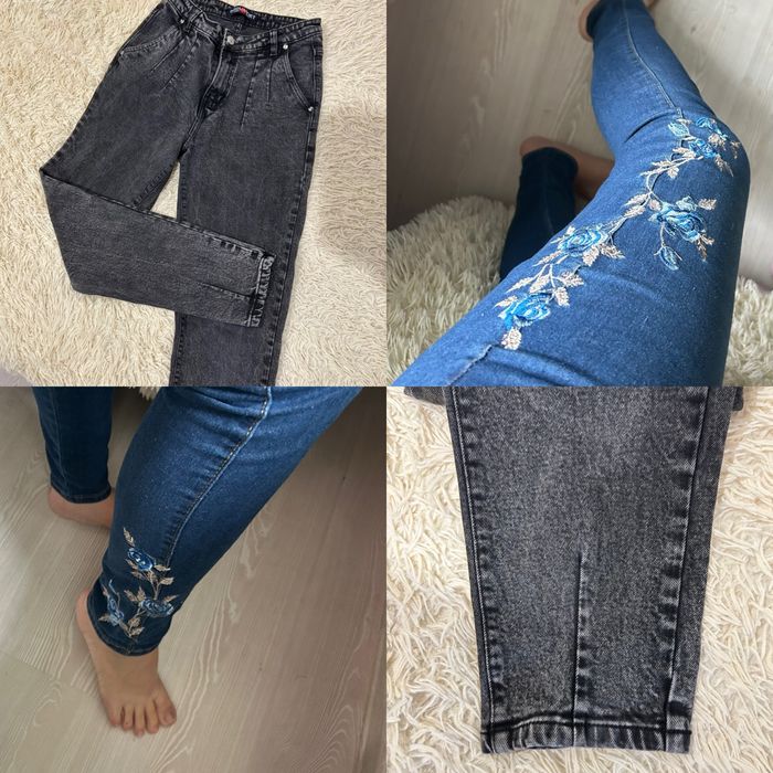 Жіночі джинси сірі та сині б/у
