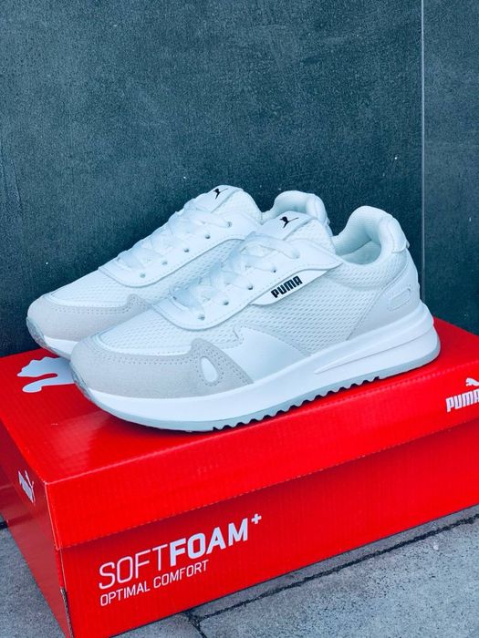 Легкі дихаючі кросівки Puma на літо • кожані жіночі кросовки пума зручні• ортопедична устілка • мяка підошва кросовки пума