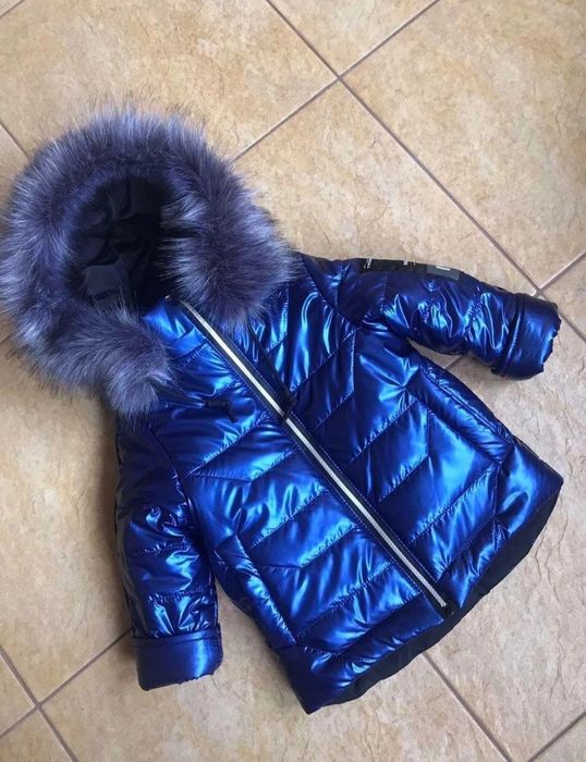 Красивая зимняя детская куртка,курточка унисекс с красивым мехом 116 р