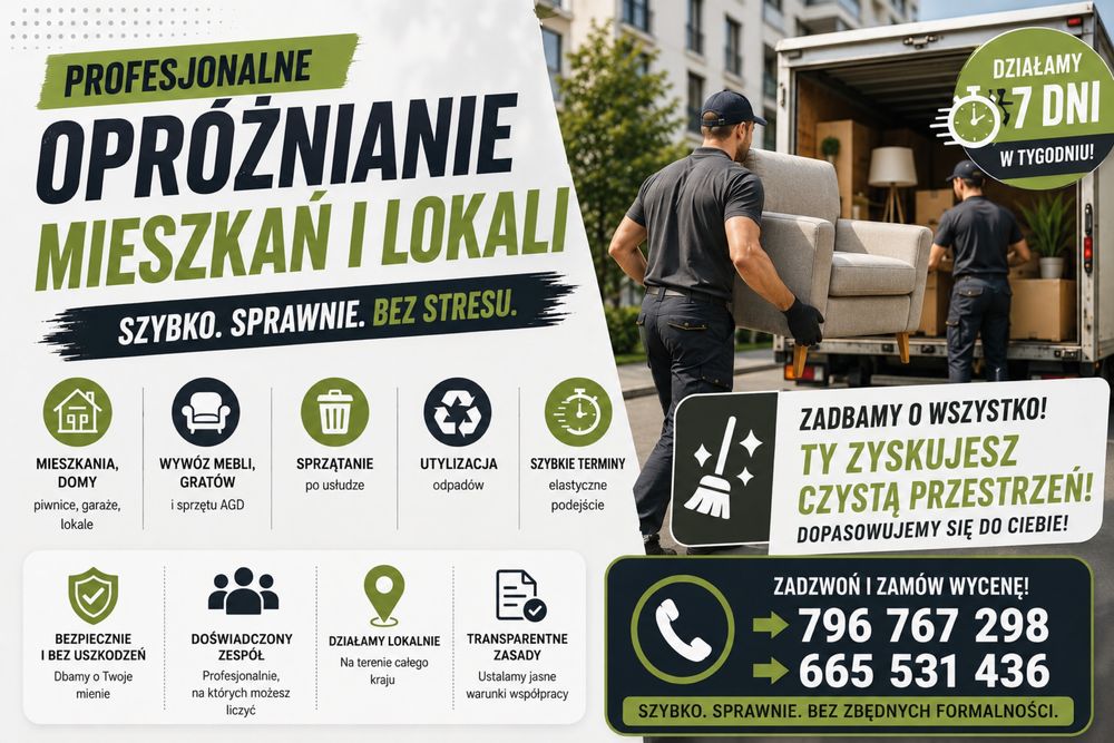 Opróżnianie mieszkań piwnic garaży