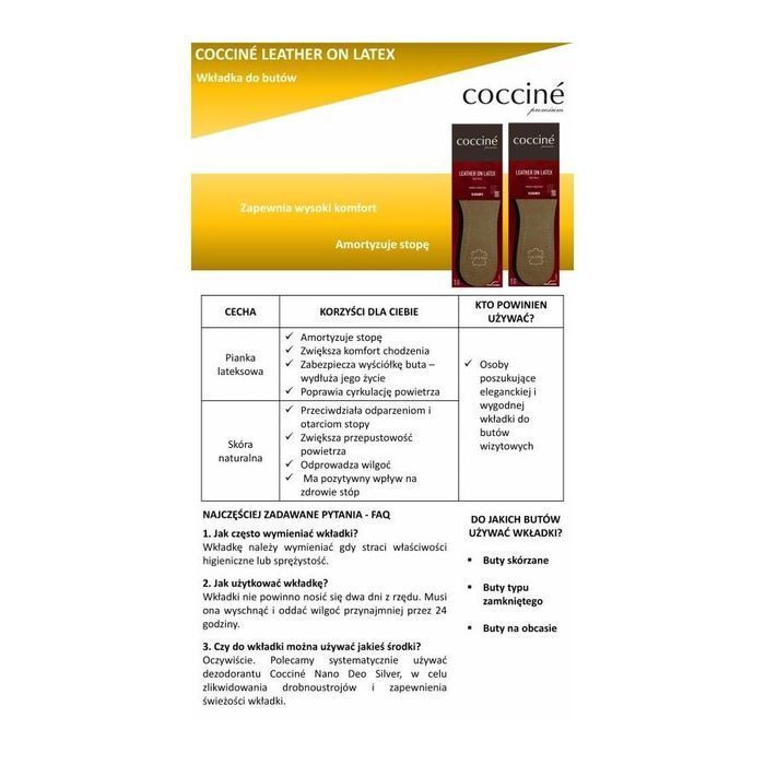 r.40 - Skórzane wkładki Leather on Latex Coccine