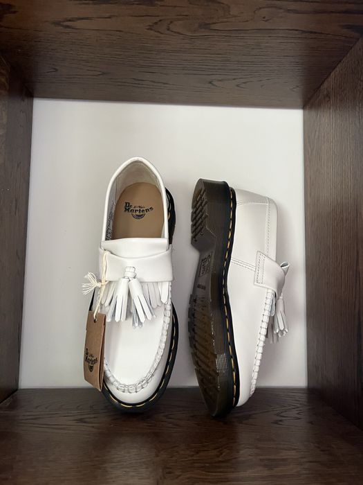 Dr. Martens Adrian YS white leather tassel loafers EU 37