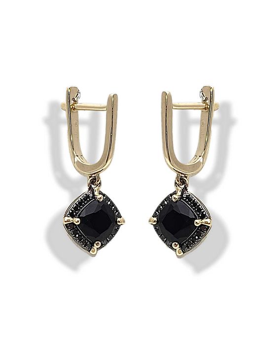 Złote kolczyki z czarnymi diamentami E93169 Y A BAG ADIAMO