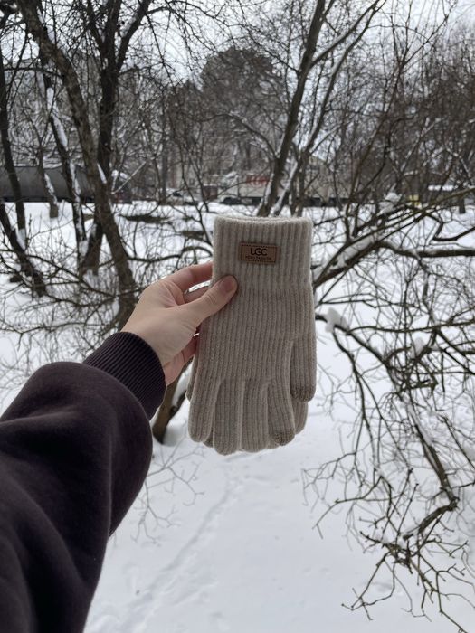 Рукавці жіночі зимові перчатки рукавички  на зиму бежеві білі