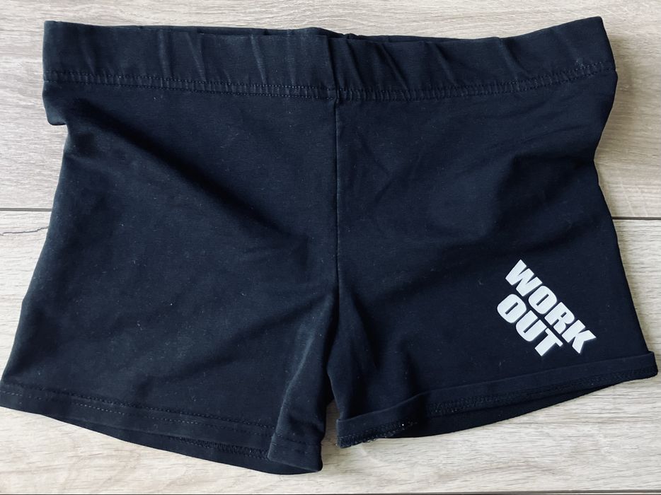 Czarne, sportowe stylowe spodenki/getry PIK S/158 cm poliester/elastan