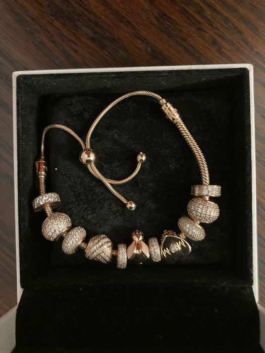 Bransoletka Pandora rose Gold charmsy 11 sztuk