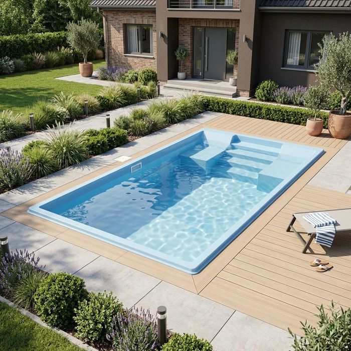 Basen poliestrowy LAGUNA 6 x 3 x 1,5 z leżankami