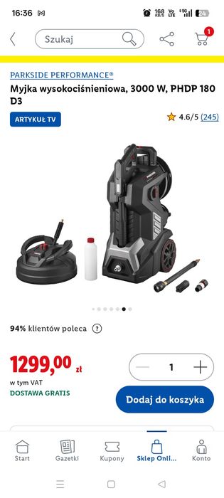 PARKSIDE PERFORMANCE® Myjka wysokociśnieniowa, 3000 W, PHDP 180 D3 Nowa 5LAT Gwarancji