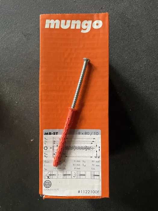 Dybel kołek ramowy Mungo z wkrętem 100szt / MB-ST 8x80mm