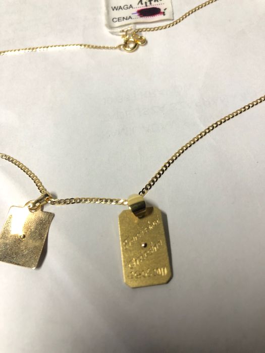 Łańcuszek złoty z dwoma przywieszkami matki Bożej próba 585