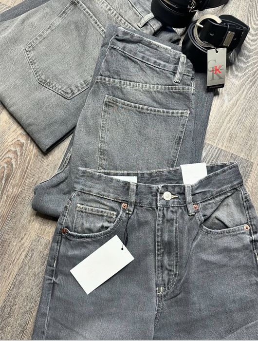 Сірі джинси wide leg zara висока посадка серые джинсы зара 32 34 36 40 42 44