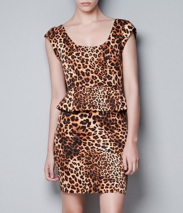 Zara sukienka panterka centki baskinka nowa R.36 S wesele