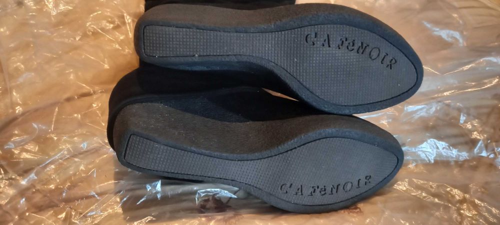 Botas de camurça com cunha, pretas - 36,5 - Cafenoir